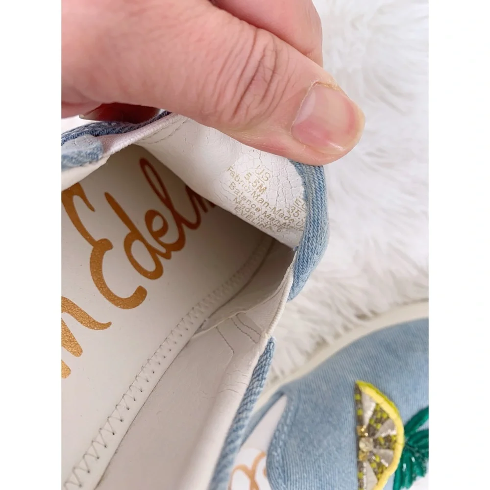 Sam Edelman Embroidered Denim Slip-On Sneakers - Picture 10 of 10